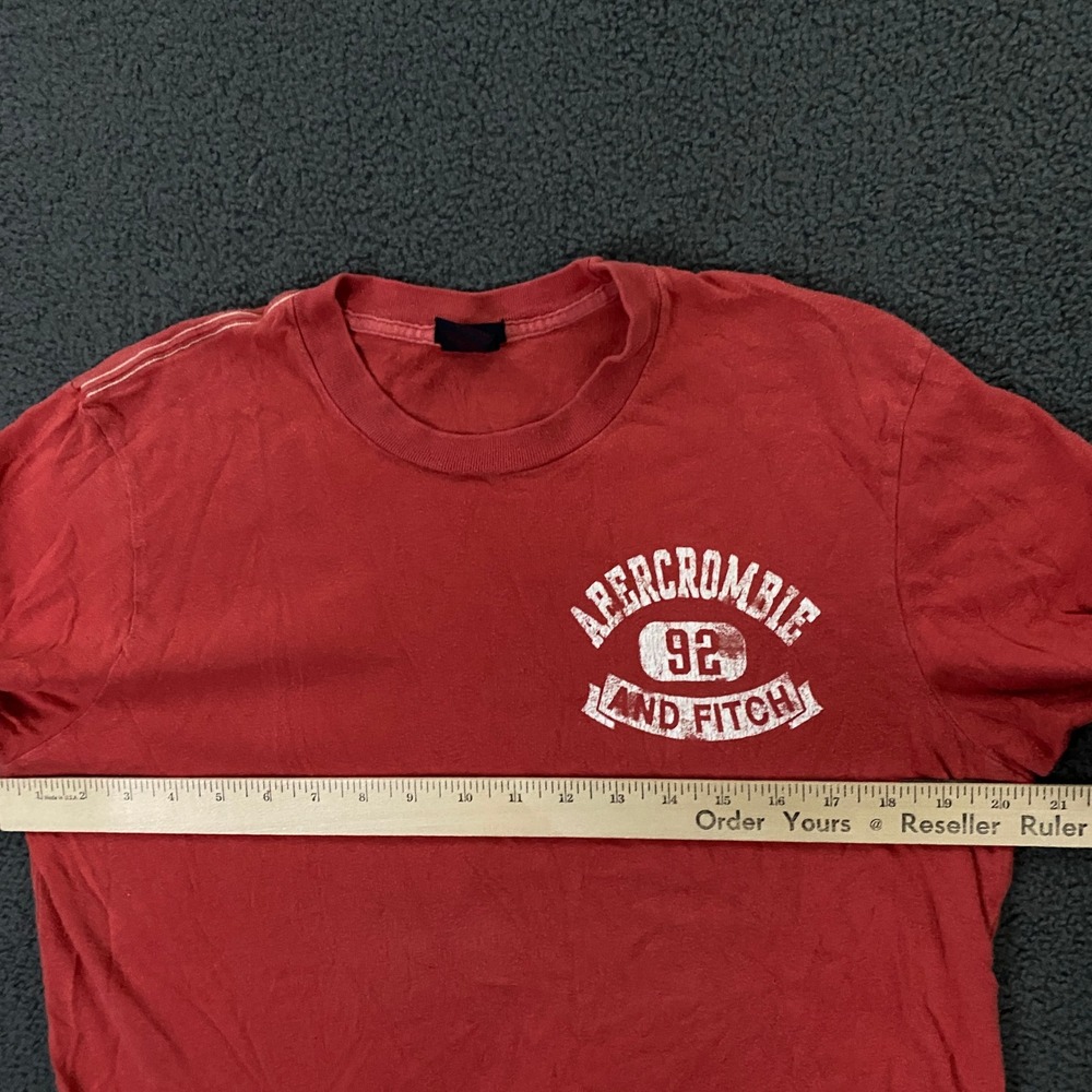 Abercrombie & Fitch Long Sleeve T-Shirt Mens Medium Red Muscle Fit Vintage Y2K - Picture 6 of 9